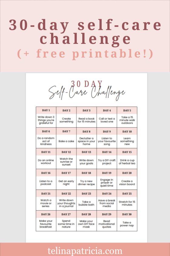 30-Day Self-Care Challenge (Free Printable!)