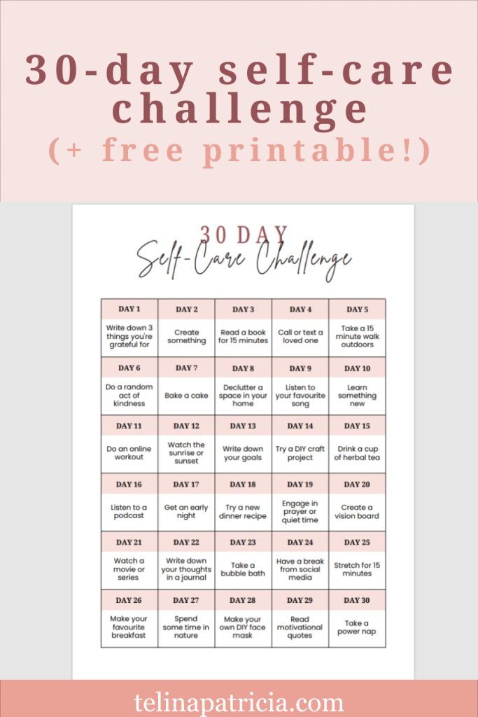 30-Day Self-Care Challenge (Free Printable!)