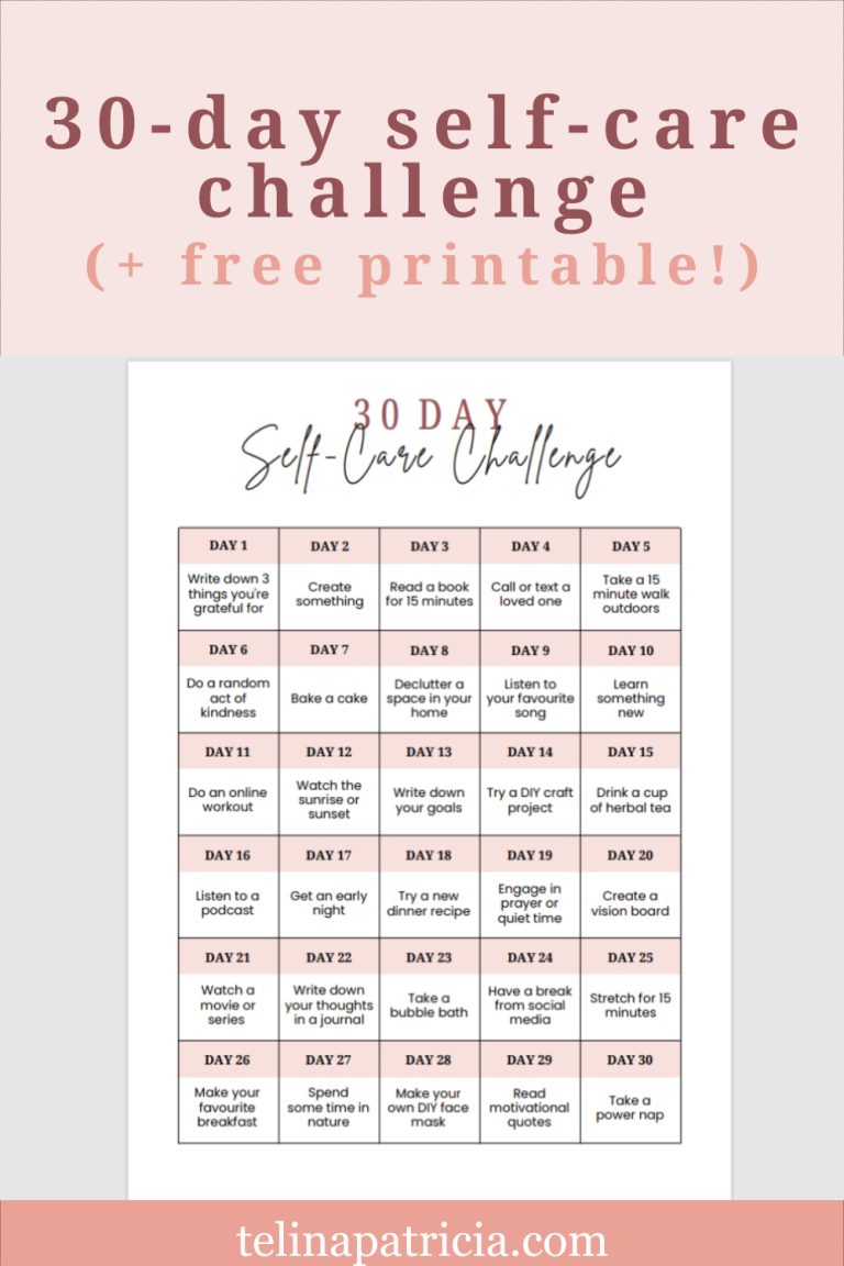 30-Day Self-Care Challenge (Free Printable!) - Telina Patricia